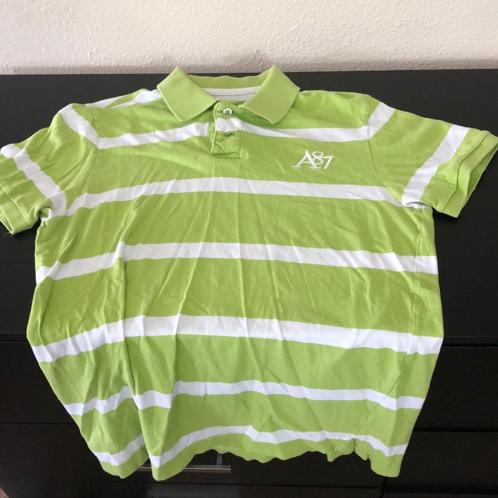 Aeropostale Green Striped Polo